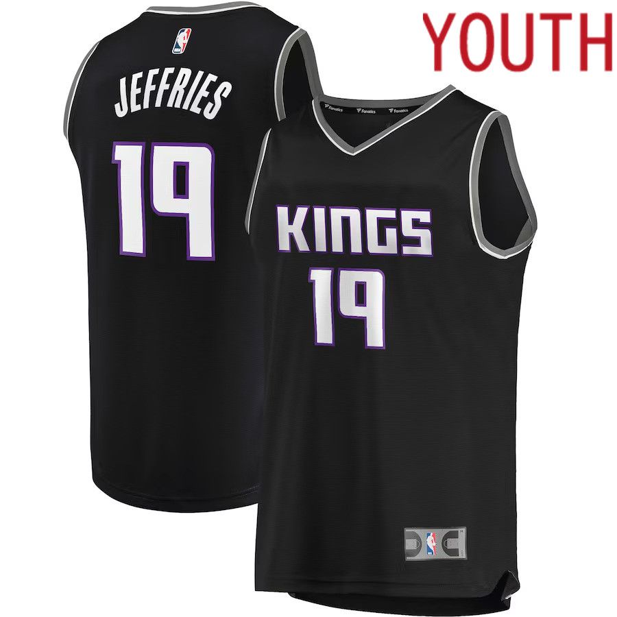 Youth Sacramento Kings #19 DaQuan Jeffries Fanatics Branded Black Fast Break Player NBA Jersey